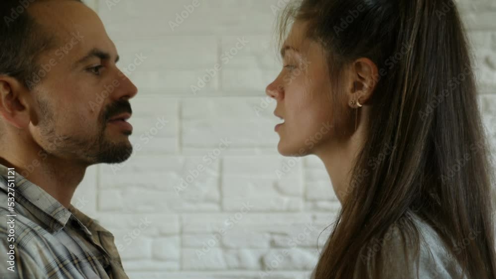 Couple talking face to face Couple talking face to face