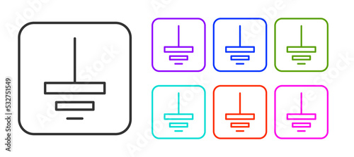 Black line Electrical symbol ground icon isolated on white background. Protective earth ground symbol icon in electricity. Set icons colorful. Vector