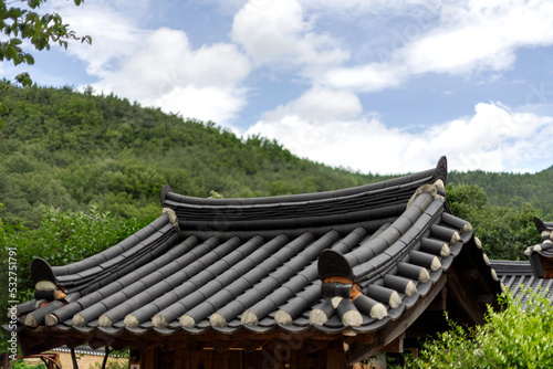 Korean Traditional House Gate Under the Sky