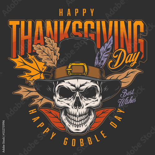 Thanksgiving day vintage colorful flyer