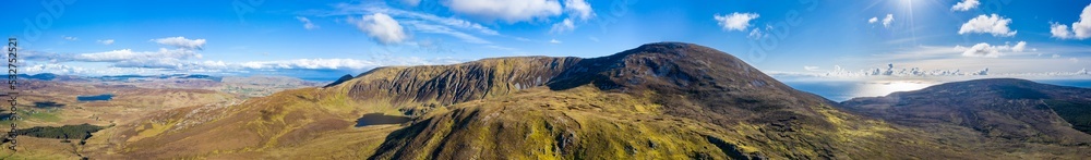 The amazing landscape behind the Slieve League cliffs with Lough Auva