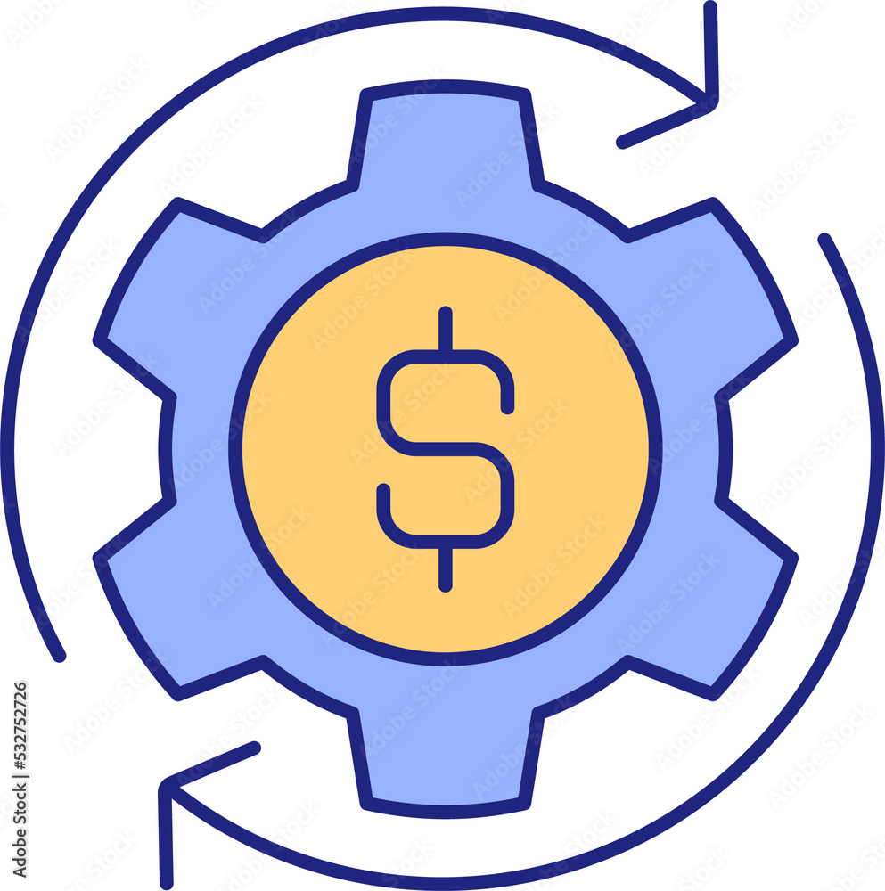 Money turnover RGB color icon. Financial operation. Banking system. Company total revenue. Isolated raster illustration Money turnover RGB color icon. Financial operation. Banking system. Company total revenue. Isolated raster illustration