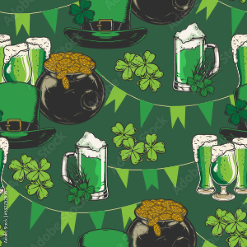 Saint Patrick colorful seamless pattern