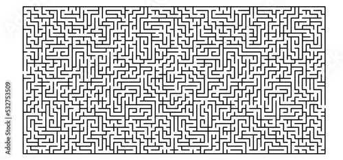 Education logic, labyrinth line. Black square maze. Vector. Find the way, labyrinth riddle. Black, white geometric pattern. labyrinth design icon. Maze tangled lines. Thinking game.