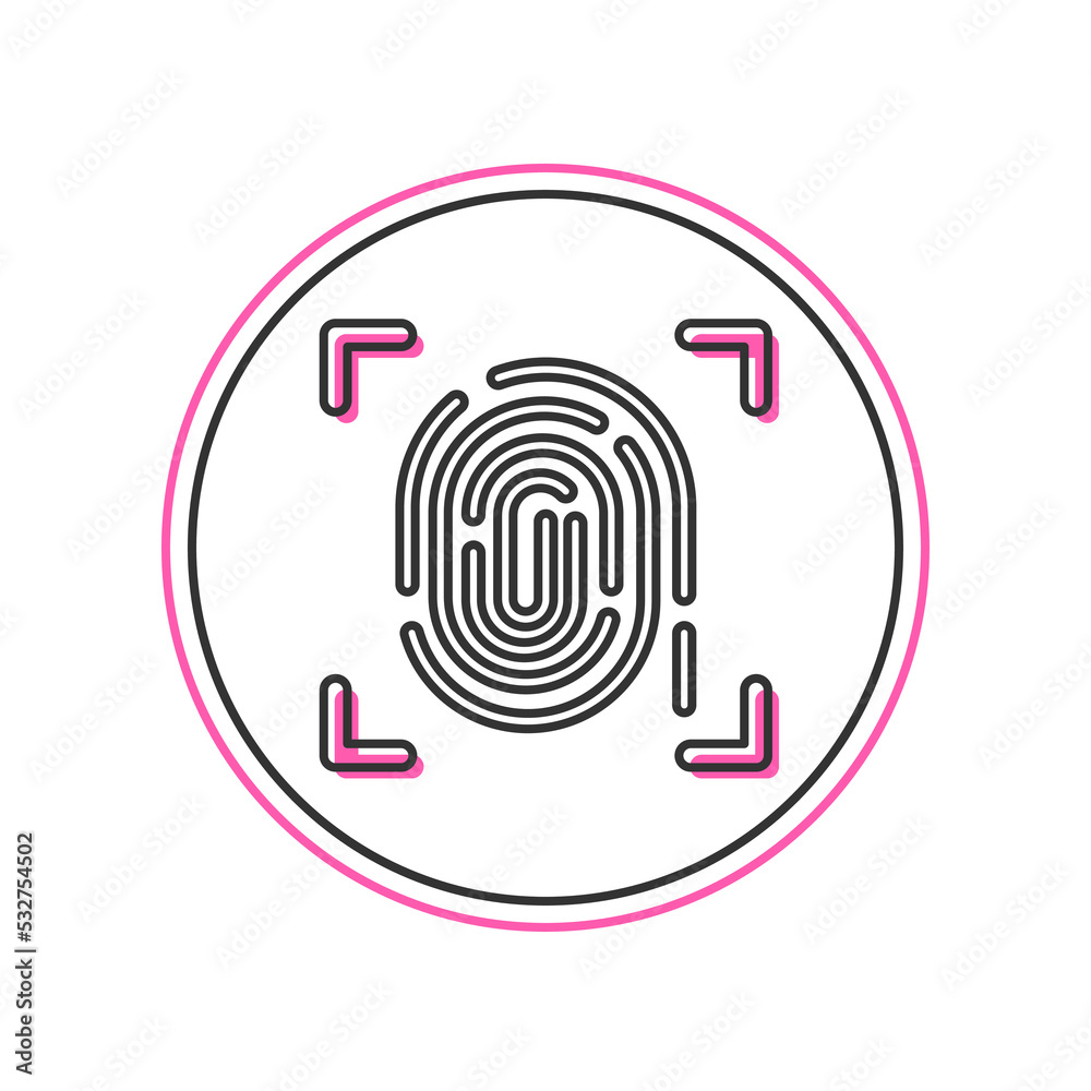 Filled outline Fingerprint icon isolated on white background. ID app icon. Identification sign. Touch id. Vector Filled outline Fingerprint icon isolated on white background. ID app icon. Identification sign. Touch id. Vector