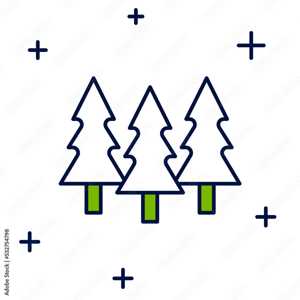 Filled outline Trees icon isolated on white background. Forest symbol. Vector Filled outline Trees icon isolated on white background. Forest symbol. Vector