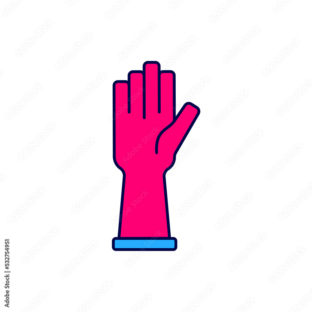 Filled outline Medical rubber gloves icon isolated on white background. Protective rubber gloves. Vector Filled outline Medical rubber gloves icon isolated on white background. Protective rubber gloves. Vector