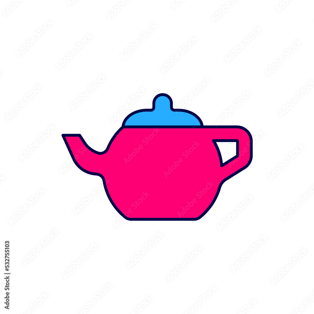 Filled outline Traditional Chinese tea ceremony icon isolated on white background. Teapot with cup. Vector Filled outline Traditional Chinese tea ceremony icon isolated on white background. Teapot with cup. Vector