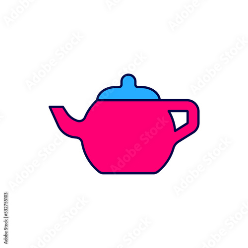 Filled outline Traditional Chinese tea ceremony icon isolated on white background. Teapot with cup. Vector