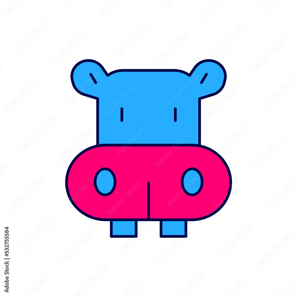 Filled outline Hippo or Hippopotamus icon isolated on white background. Animal symbol. Vector Filled outline Hippo or Hippopotamus icon isolated on white background. Animal symbol. Vector