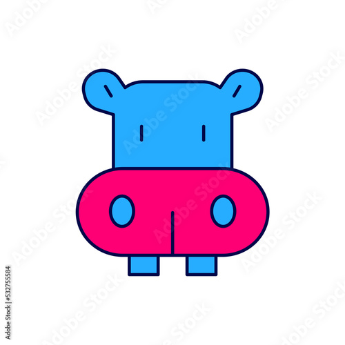 Filled outline Hippo or Hippopotamus icon isolated on white background. Animal symbol. Vector