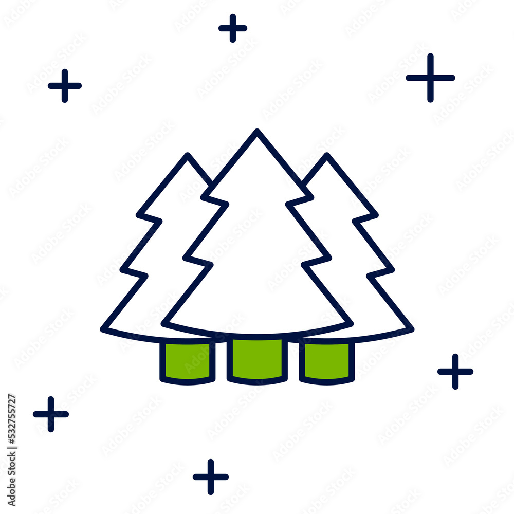 Filled outline Christmas tree icon isolated on white background. Merry Christmas and Happy New Year. Vector Filled outline Christmas tree icon isolated on white background. Merry Christmas and Happy New Year. Vector