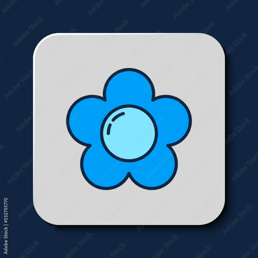 Filled outline Flower icon isolated on blue background. Vector Filled outline Flower icon isolated on blue background. Vector
