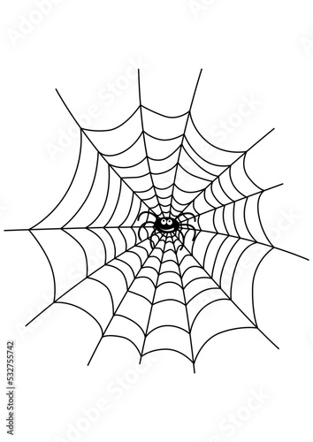 Cute black spider on web.cdr