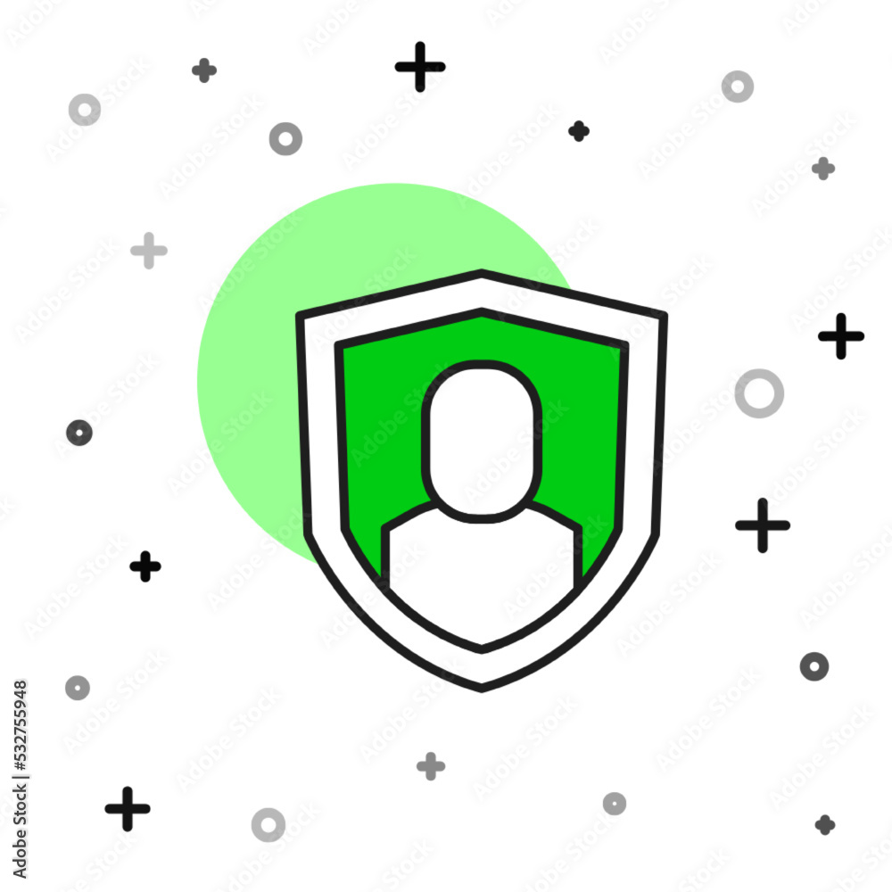 Filled outline User protection icon isolated on white background. Secure user login, password protected, personal data protection, authentication. Vector Filled outline User protection icon isolated on white background. Secure user login, password protected, personal data protection, authentication. Vector