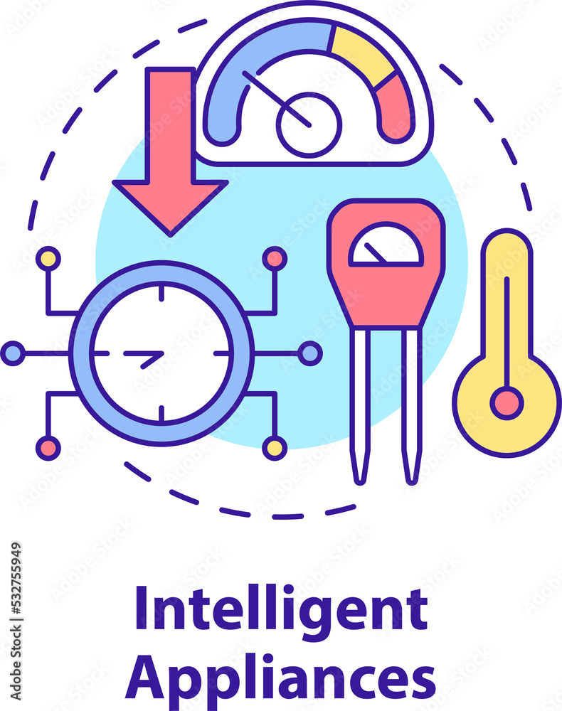 Fototapeta premium Intelligent appliances concept icon. Smart grid components abstract idea thin line illustration. Isolated outline drawing