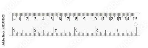 Realistic school ruler isolated on transparent background