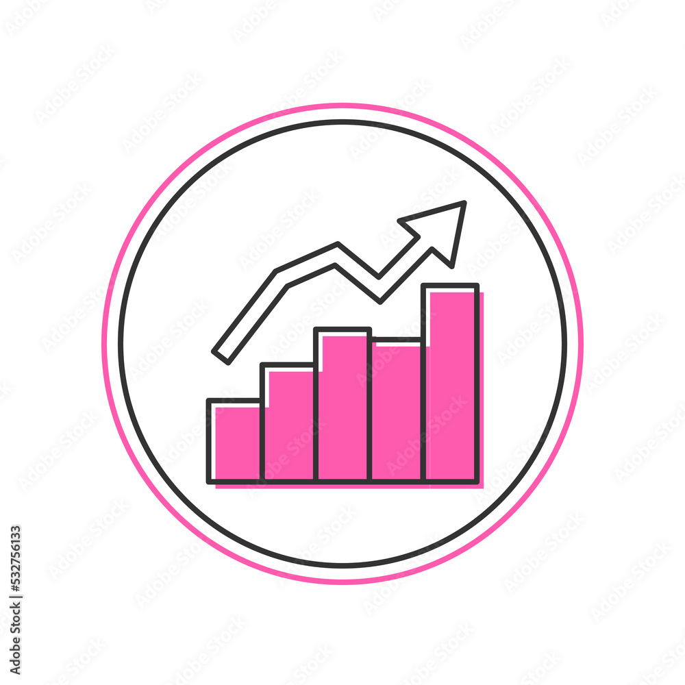 Filled outline Financial growth increase icon isolated on white background. Increasing revenue. Vector Filled outline Financial growth increase icon isolated on white background. Increasing revenue. Vector