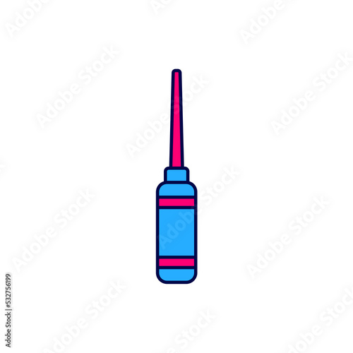 Filled outline Awl tool with wooden handle icon isolated on white background. Work equipment tailor industry. Vector