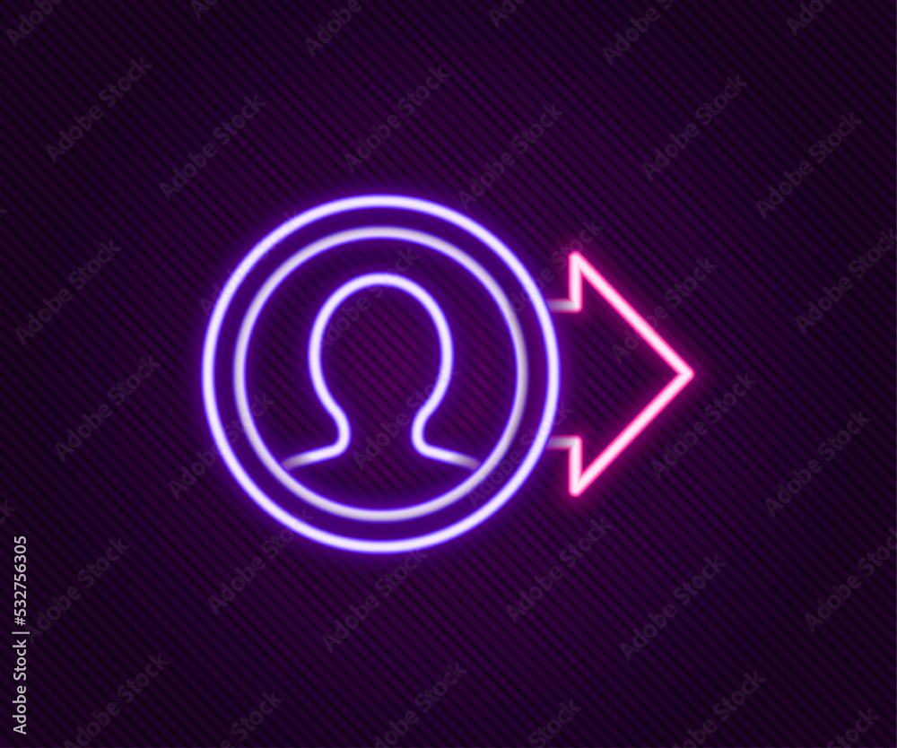 Glowing neon line Create account screen icon isolated on black background. Colorful outline concept. Vector Glowing neon line Create account screen icon isolated on black background. Colorful outline concept. Vector