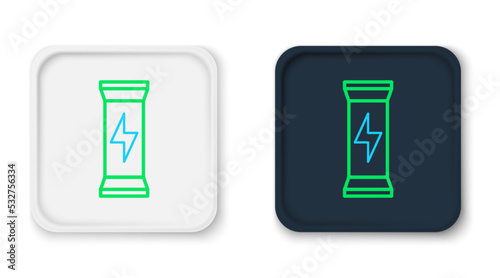 Line Sports nutrition bodybuilding proteine power drink and food icon isolated on white background. Colorful outline concept. Vector