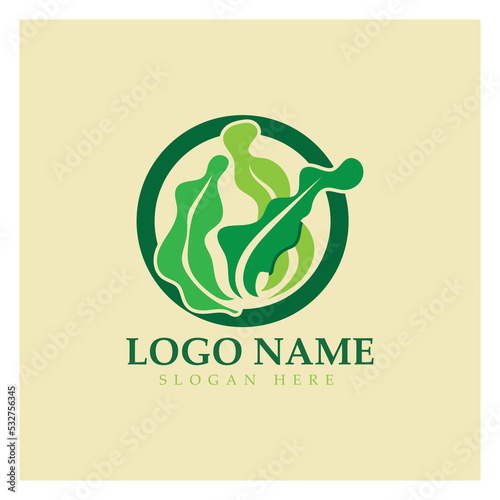 Seaweed vector logo icon illustration design.includes seafood,natural products,florist,ecology,wellness,spa.