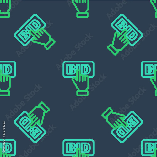 Line Bid icon isolated seamless pattern on blue background. Auction bidding. Sale and buyers. Vector