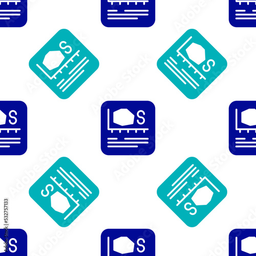 Blue Area measurement icon isolated seamless pattern on white background. Vector