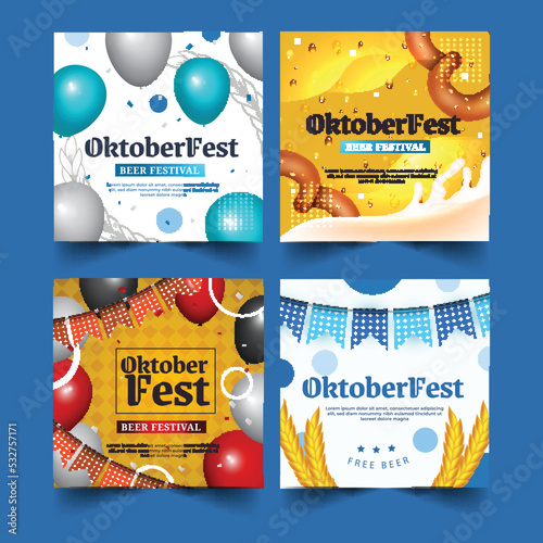 realistic oktoberfest banner collection vector design illustration