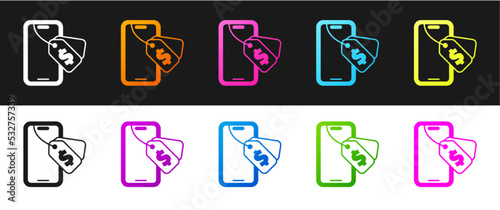 Set Online auction icon isolated on black and white background. Bid sign. Auction bidding. Sale and buyers. Vector