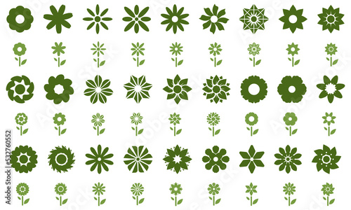 Flower icon set. Modern cute flower icon. Isolated white background