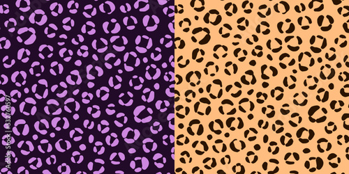 Leopard Cheetah Pattern In Violet And Chocolate Color. Stylish Fur Pattern Vector Illustration