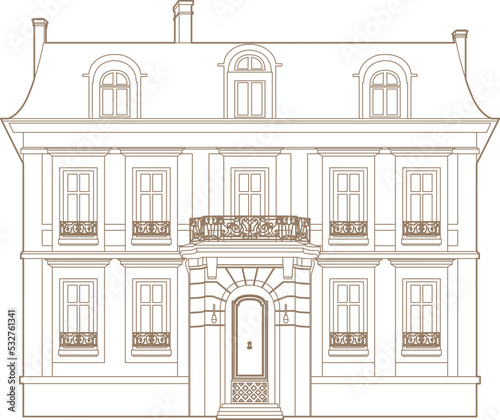 Brown drawing of an old building