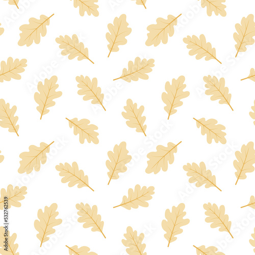 Seamless vector pattern with yellow autumn leaves on a white background. A simple light pattern for decorating in autumn style.