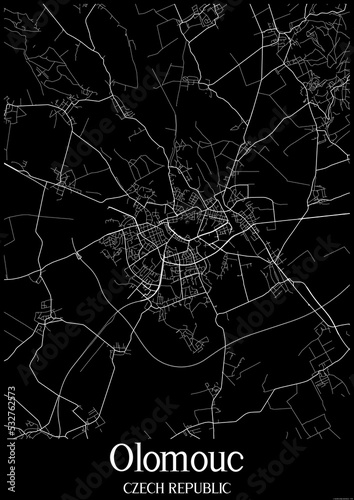 Black and White city map poster of Olomouc Czech Republic.