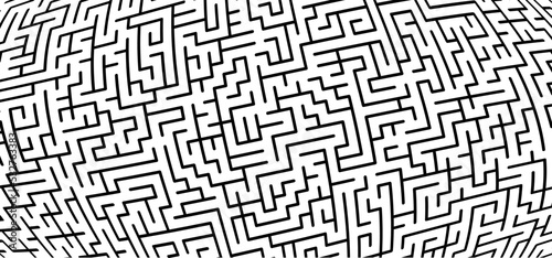 Education logic, labyrinth line. Black square maze. Vector. Find the way, labyrinth riddle. Black, white geometric pattern. labyrinth design icon. Maze tangled lines. Thinking game.