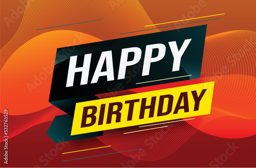 Wallpaper Mural happy birthday word concept vector illustration with blue lines modern futuristic 3d style for landing page template web mobile app poster banner flyer background gift card coupon label wallpaper Torontodigital.ca