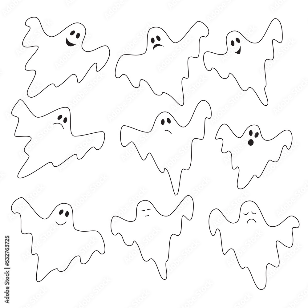 Mood Tracker ghosts on October. Castings and haunts. Tracker to track your daily mood for 31 days