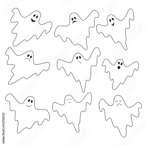 Mood Tracker ghosts on October. Castings and haunts. Tracker to track your daily mood for 31 days