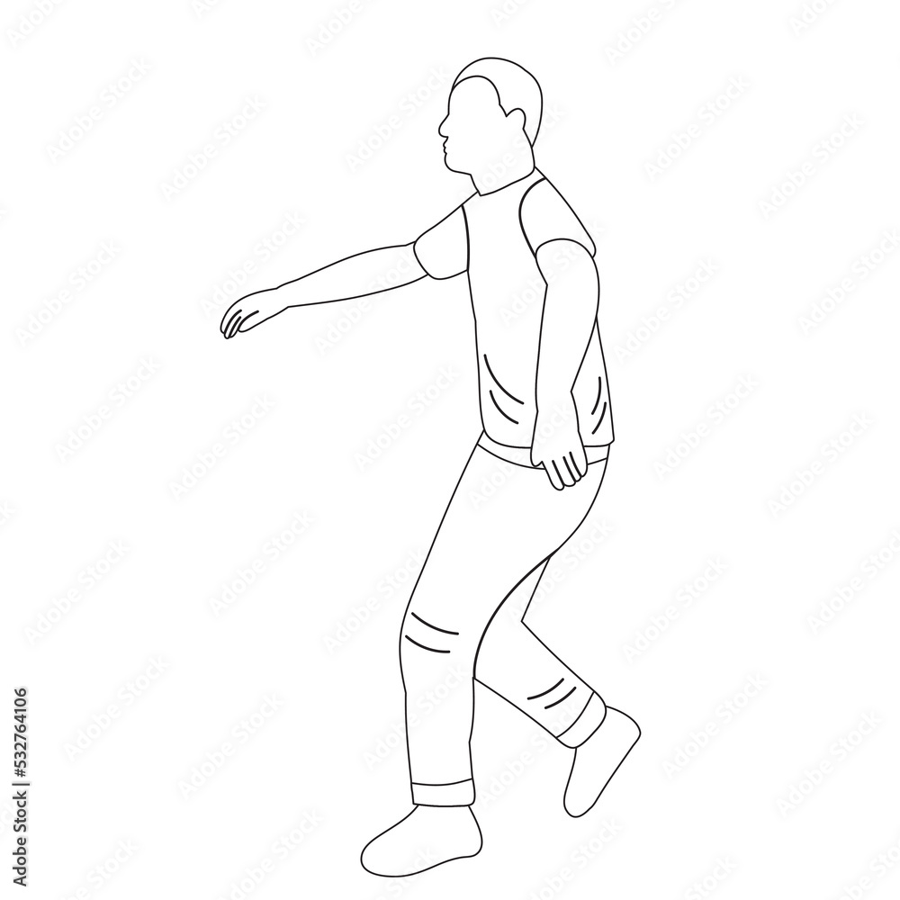 man dancing sketch ,contour isolated