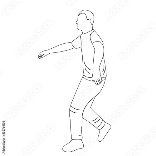man dancing sketch  contour isolated