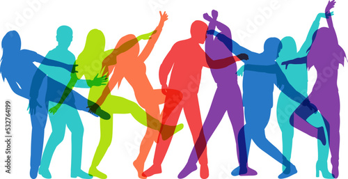 disco dancing people silhouette isolated