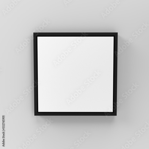 3d Front view Square floating frame canvas wall art mockup on wall