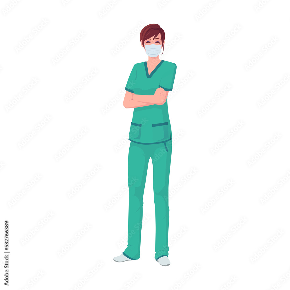 Female Doctor Wearing A Green Scrub
