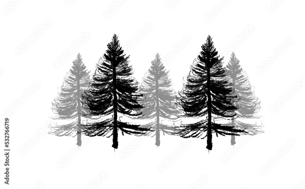 Obraz premium set of christmas trees l