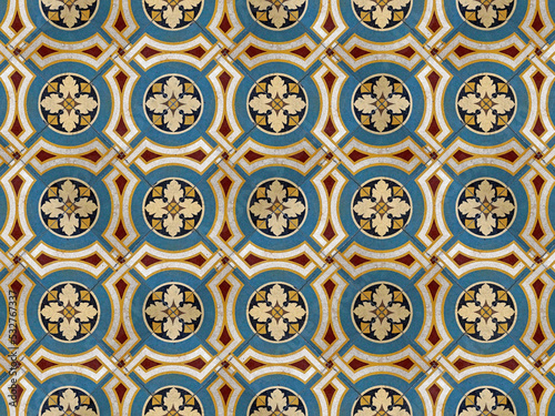Obraz na płótnie Ancient hydraulic tiles on floor in Rio de Janeiro w salonie