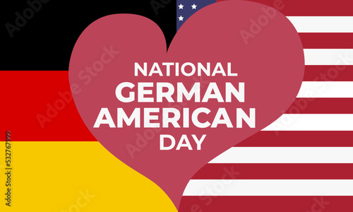 National German American Day. US and Germany flag icons in the heart shape. American and German friendship symbol. 