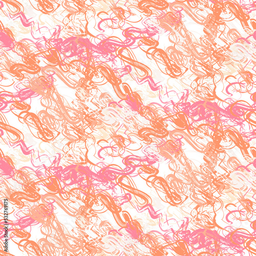 Abstract scribbled strokes shapes background seamless pattern vector.