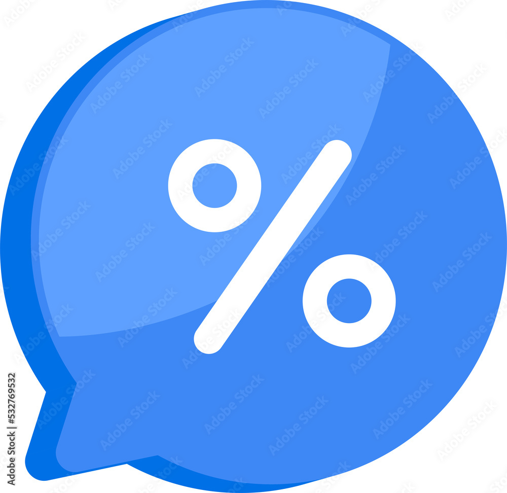 Blue notification mark symbol and social media communication message icon png transparent. 3D technology vector design. 3D rendering.