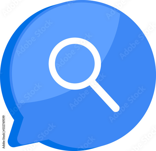 Blue notification mark symbol and social media communication message icon png transparent. 3D technology vector design. 3D rendering.